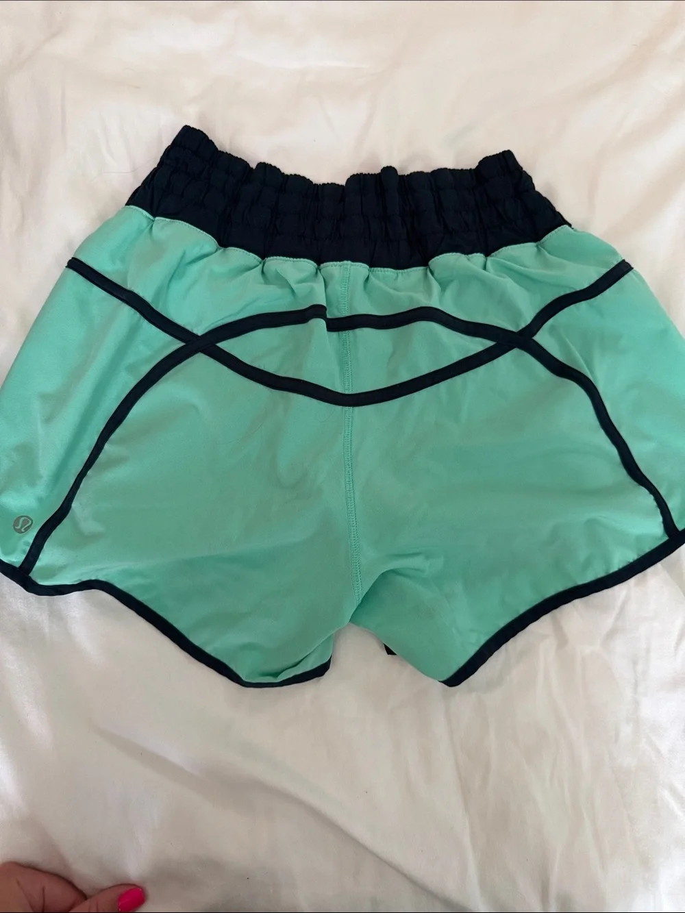 Women’s Aqua Athletic Shorts with Navy Trim lululemon